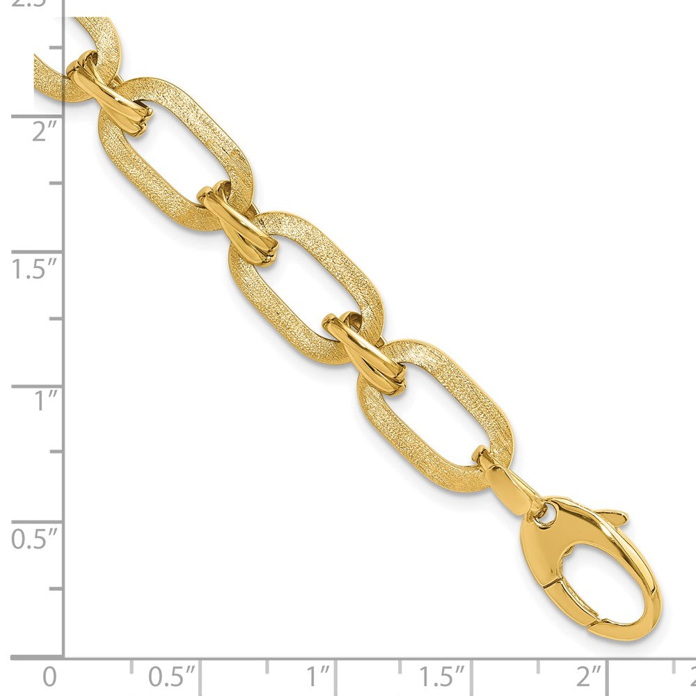 14K Yellow Gold Polished And Satin Fancy Link Bracelet