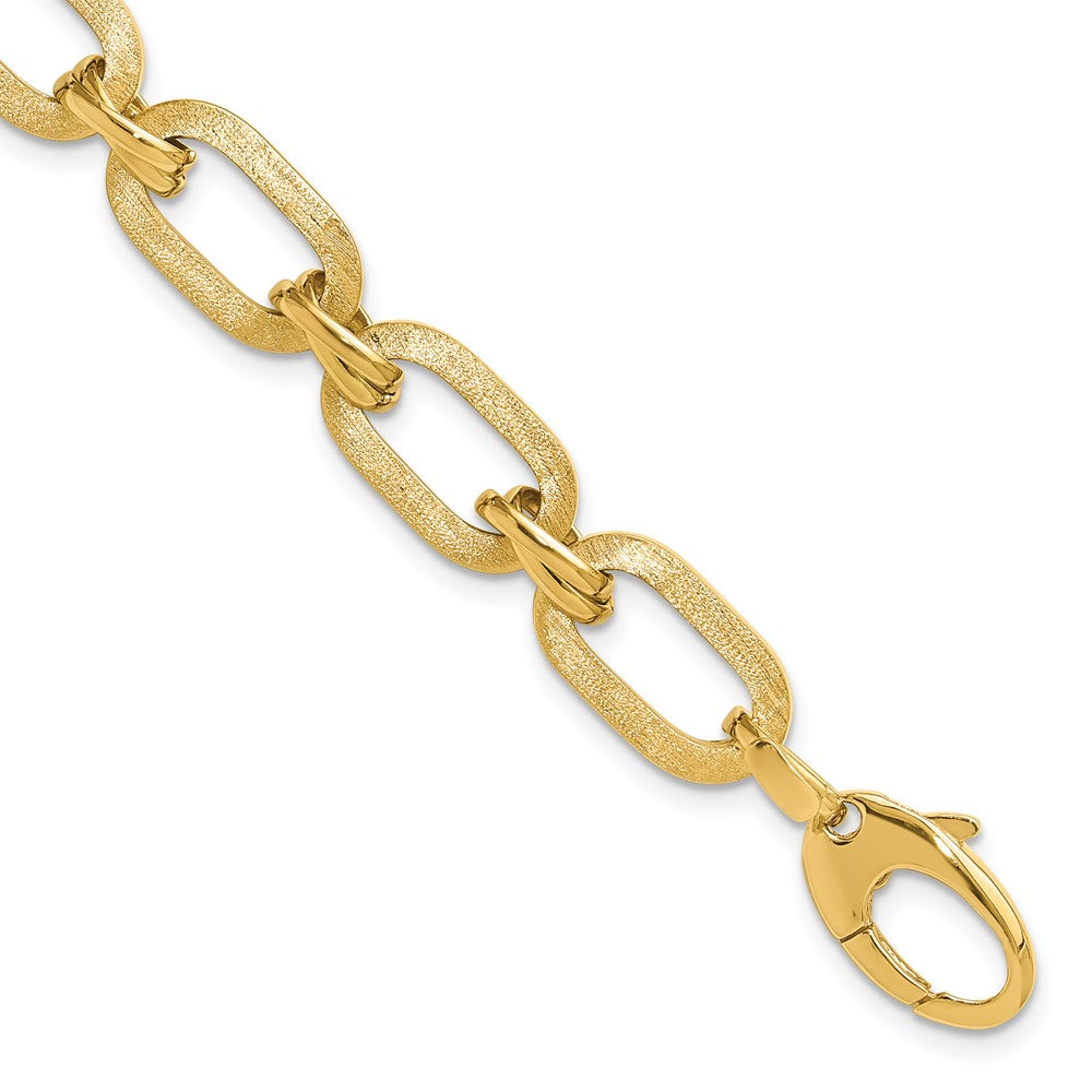 14K Yellow Gold Polished And Satin Fancy Link Bracelet
