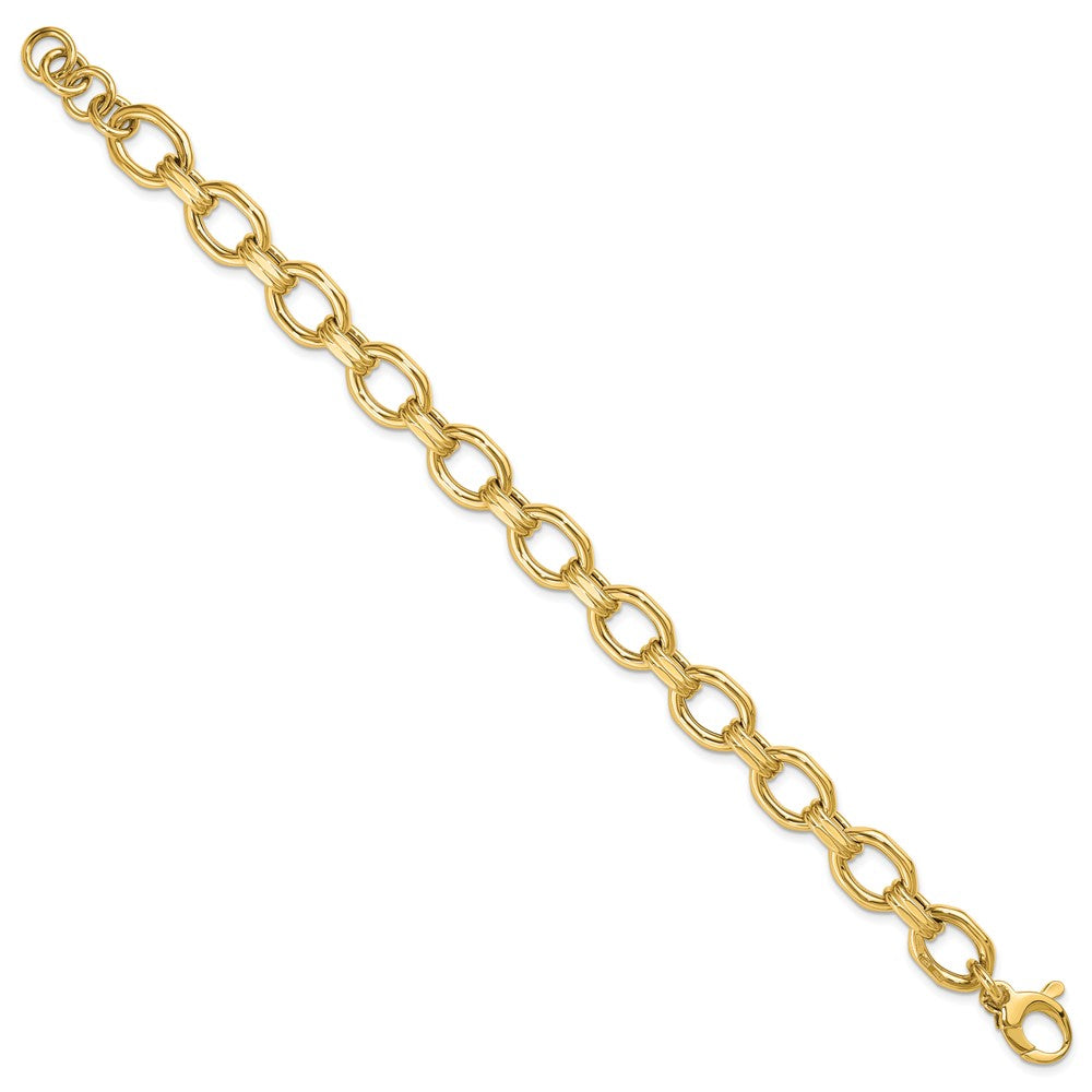 14K Yellow Gold Polished Fancy Link 1In Ext. Bracelet