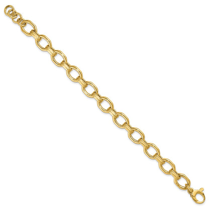14K Yellow Gold Polished Fancy Link 1In Ext. Bracelet