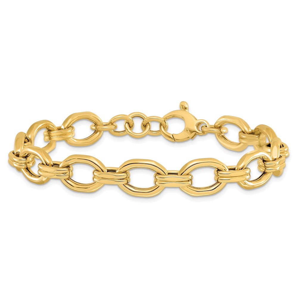 14K Yellow Gold Polished Fancy Link 1In Ext. Bracelet