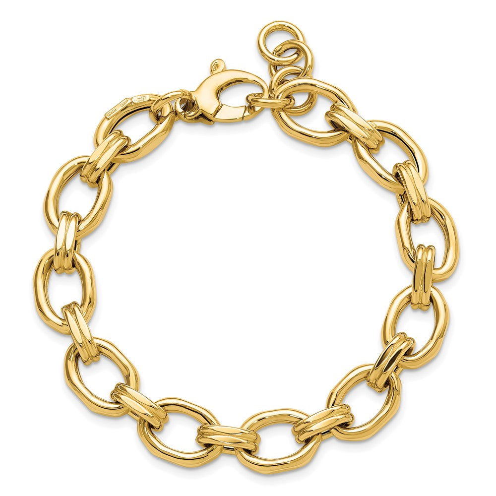 14K Yellow Gold Polished Fancy Link 1In Ext. Bracelet