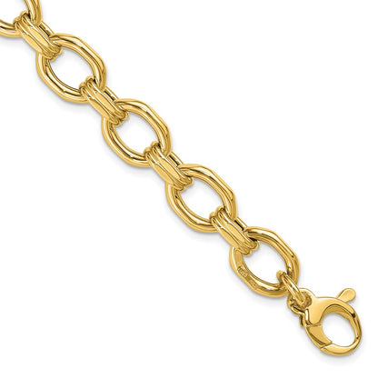 14K Yellow Gold Polished Fancy Link 1In Ext. Bracelet
