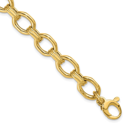 14K Yellow Gold Polished Fancy Link 1In Ext. Bracelet