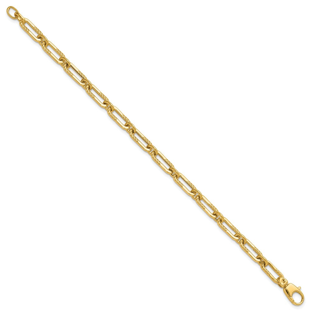 14K Yellow Gold Polished Fancy Oval Paperclip Link Bracelet