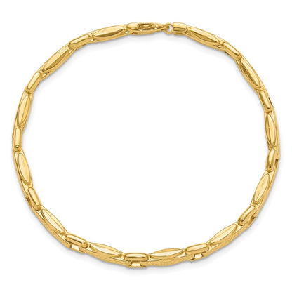 14K Yellow Gold Polished Diamond Cut Fancy Link Reversible Bracelet