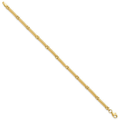 14K Yellow Gold Polished And Textured Fancy Link Bracelet