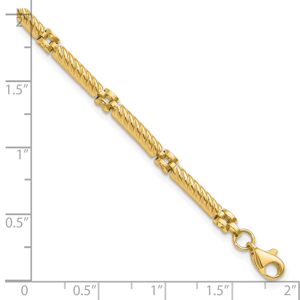 14K Yellow Gold Polished And Textured Fancy Link Bracelet
