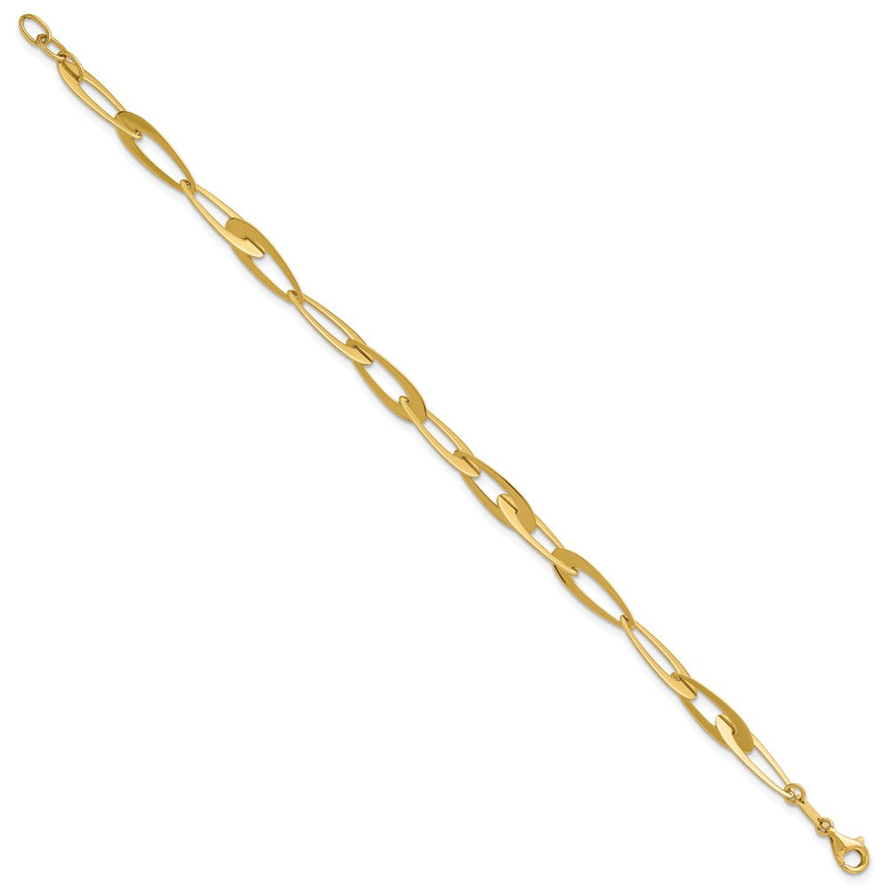 14K Yellow Gold Polished Fancy Link W/.25In Ext. Bracelet