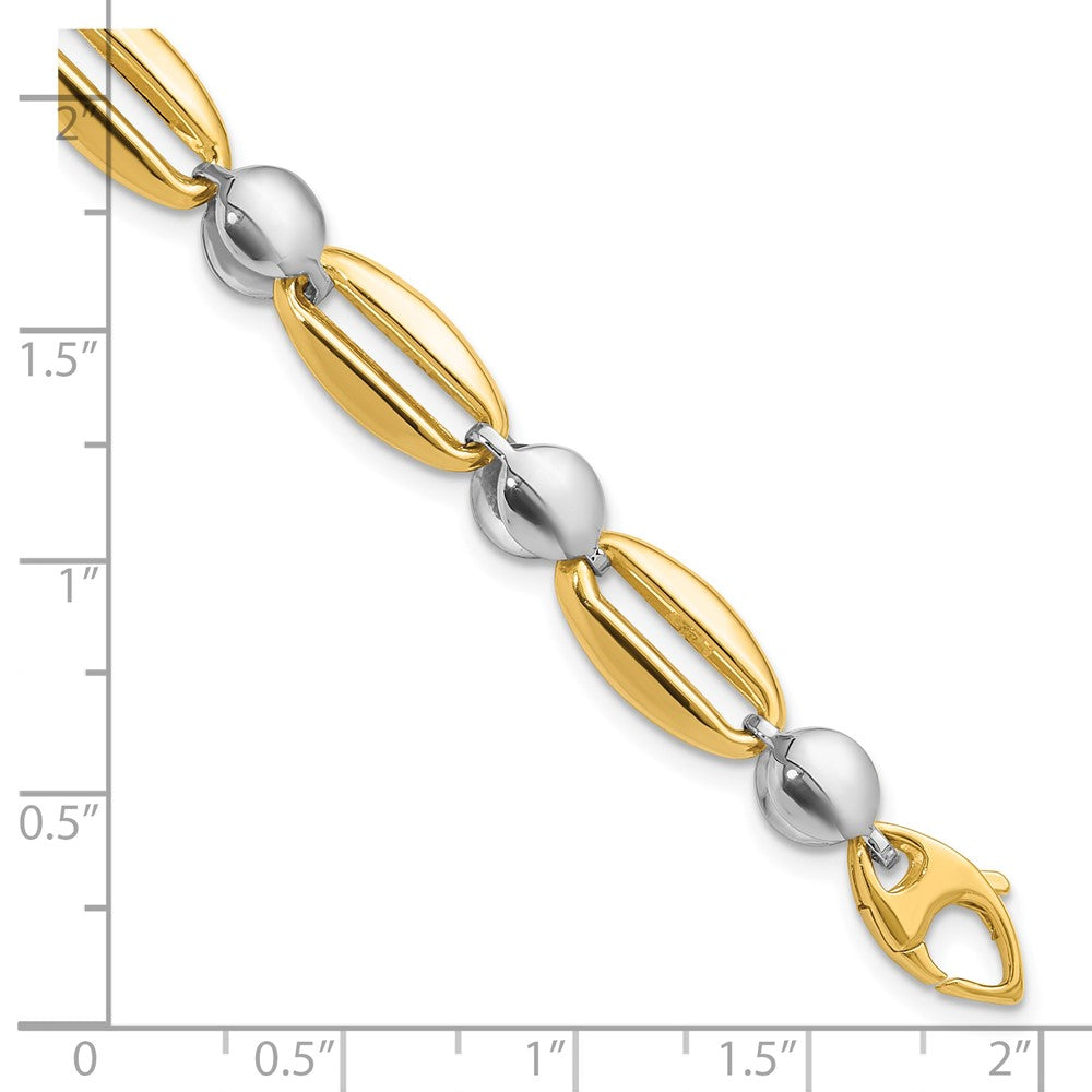 14K Two Tone Polished Fancy Circle Link Bracelet