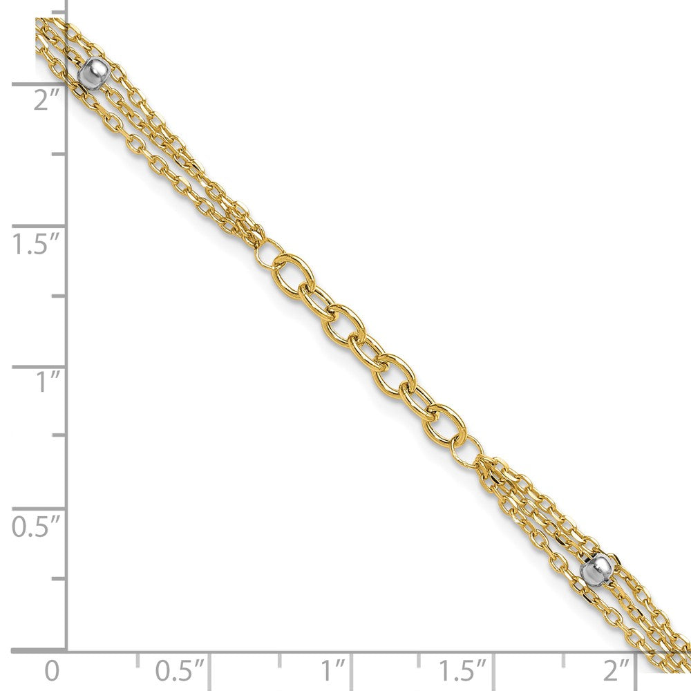 14K Yellow & Rhodium White Fancy Link W/.25In Ext. Bracelet