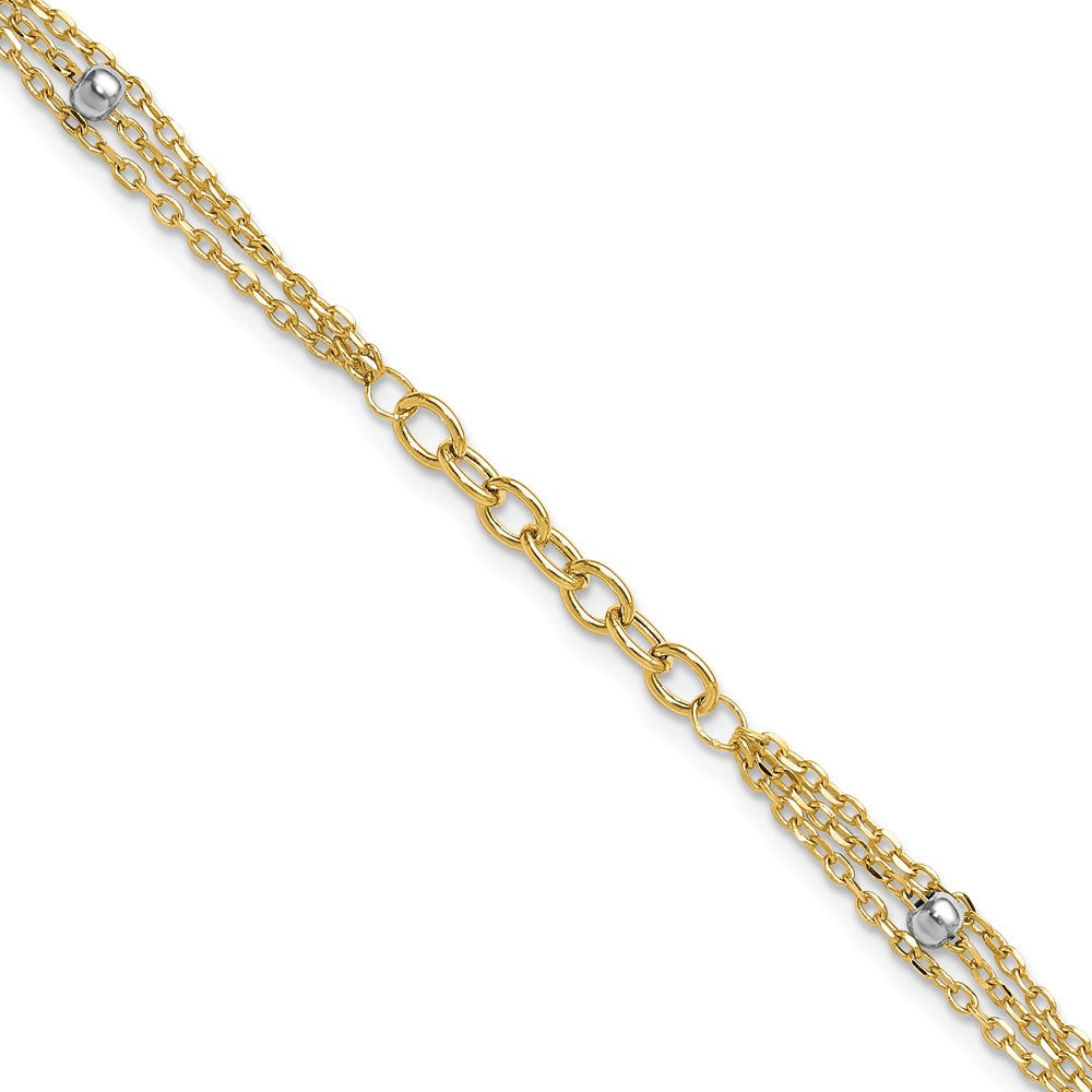 14K Yellow & Rhodium White Fancy Link W/.25In Ext. Bracelet