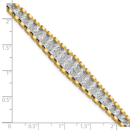14K Two Tone Polished / Diamond Cut W/.5In Ext. Bracelet