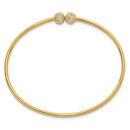 14K Yellow Gold Polished Cz Flexible Bangle