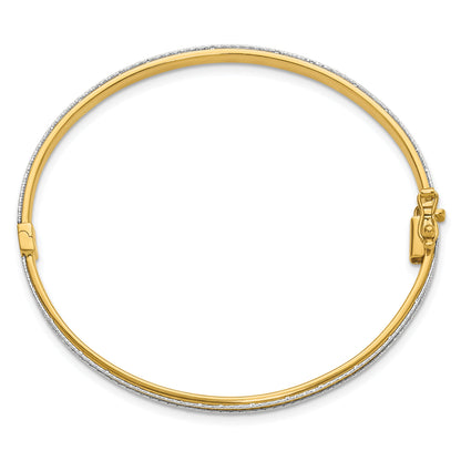 14K Two Tone Polished And D/C Hinged Bangle