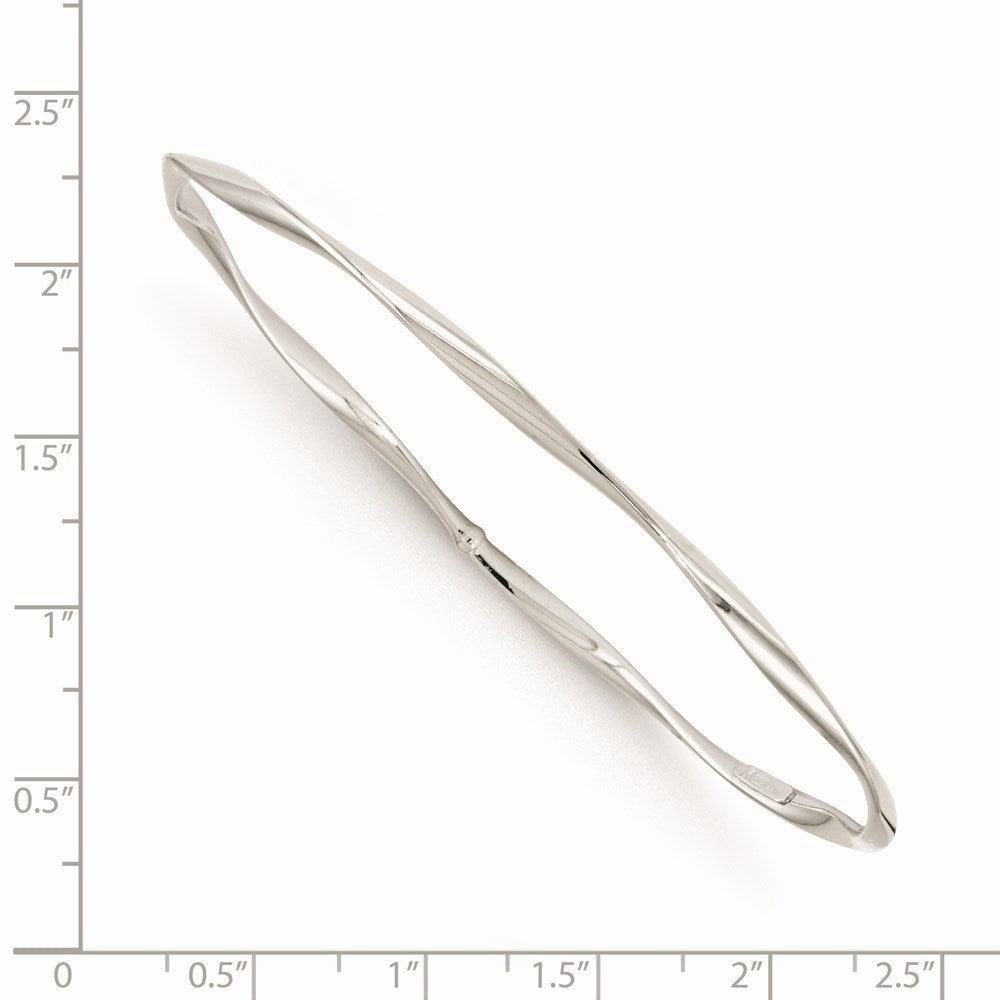 14K White Gold Polished Twisted Slip-On Bangle