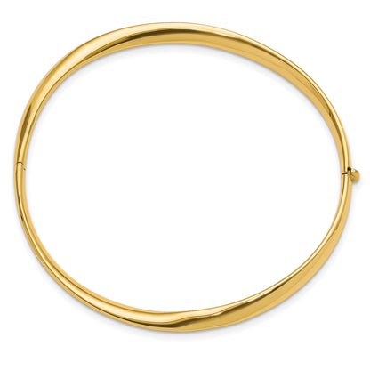 14K Yellow Gold Polished Twisted Hinged Bangle Bracelet