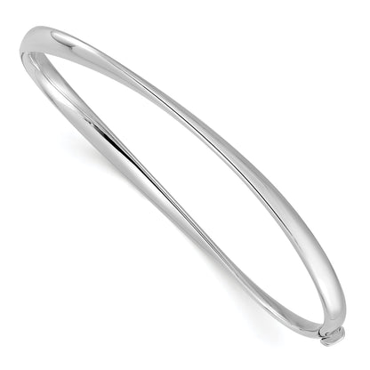 14K White Gold Polished Twisted Hinged Bangle Bracelet