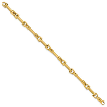 14K Yellow Gold Polished And Satin Fancy Link Bracelet