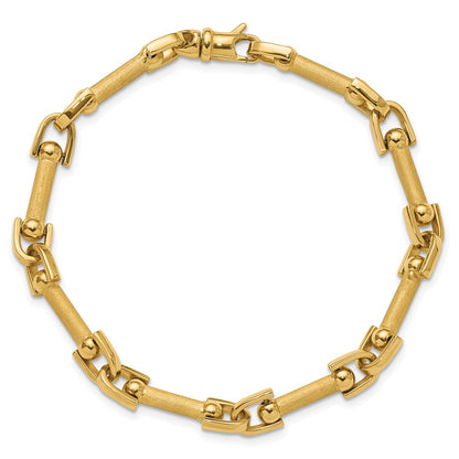 14K Yellow Gold Polished And Satin Fancy Link Bracelet