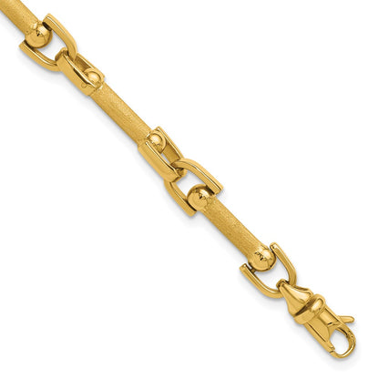 14K Yellow Gold Polished And Satin Fancy Link Bracelet