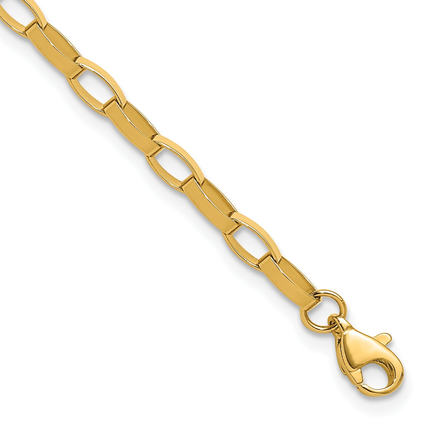 14K Yellow Gold Polished Fancy Link With .5In Ext. Bracelet