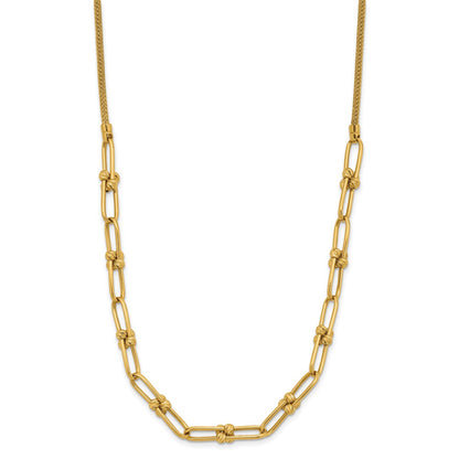 14K Yellow Gold Polished And Diamond Cut Fancy Link Necklace