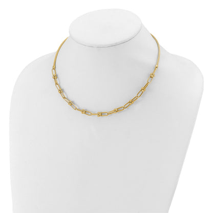 14K Yellow Gold Polished And Diamond Cut Fancy Link Necklace