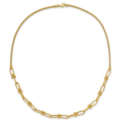 14K Yellow Gold Polished And Diamond Cut Fancy Link Necklace