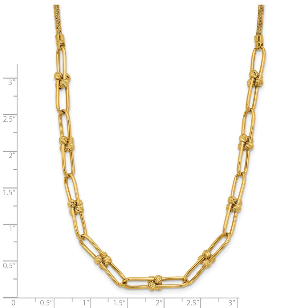 14K Yellow Gold Polished And Diamond Cut Fancy Link Necklace
