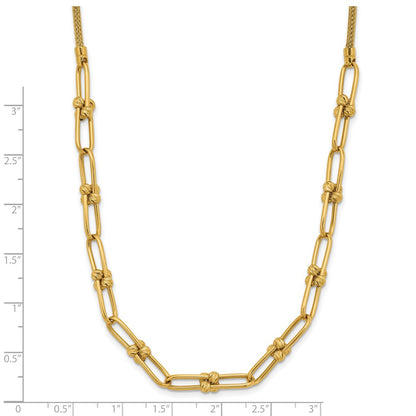14K Yellow Gold Polished And Diamond Cut Fancy Link Necklace