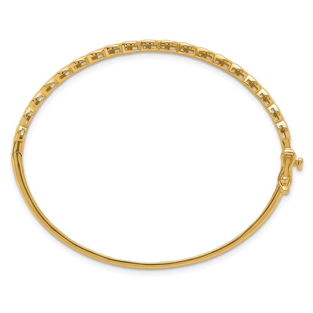 14K Yellow Gold Polished Patterned Hinged Bangle