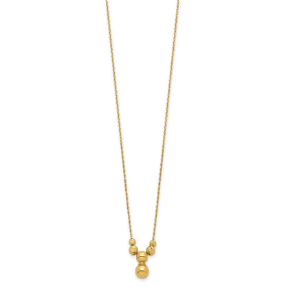 14K Yellow Gold Polished And Diamond Cut Beads With 1In Ext. Necklace