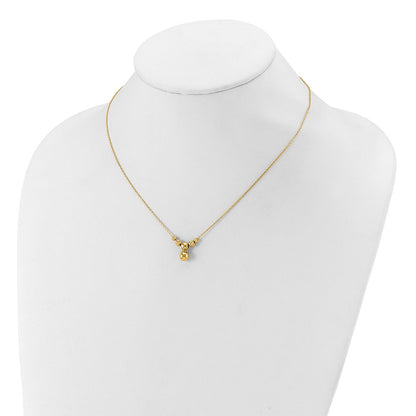 14K Yellow Gold Polished And Diamond Cut Beads With 1In Ext. Necklace