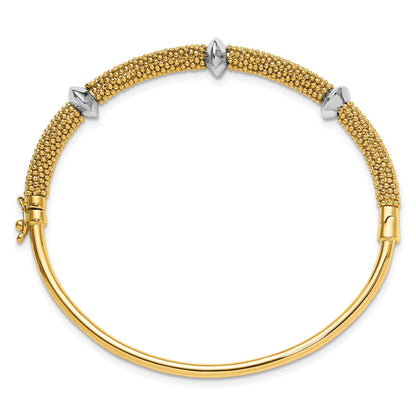 14K Two Tone Polished And Textured Hinged Bangle