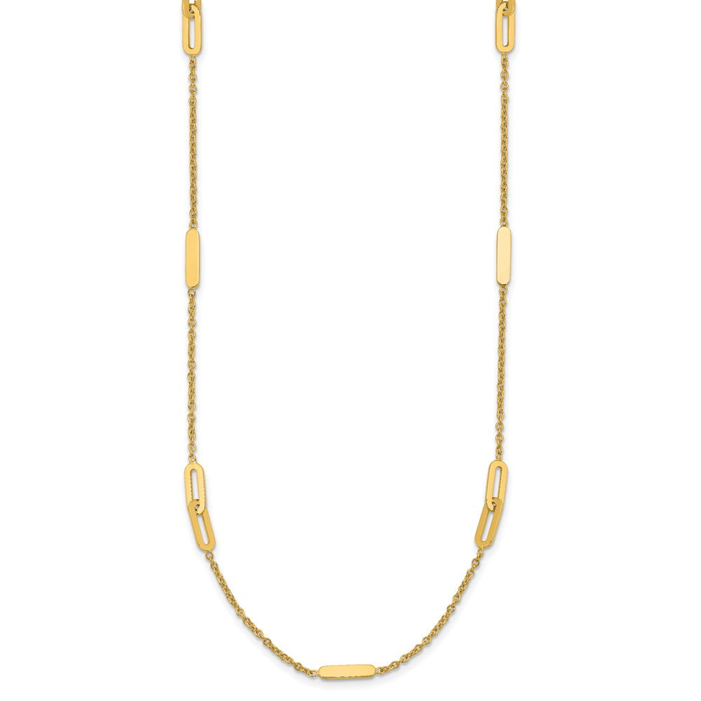 14K Yellow Gold Polished Fancy Link With 2In Ext. Necklace