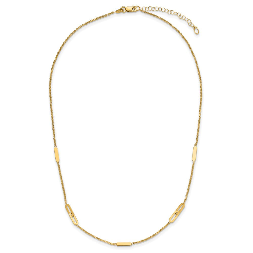 14K Yellow Gold Polished Fancy Link With 2In Ext. Necklace