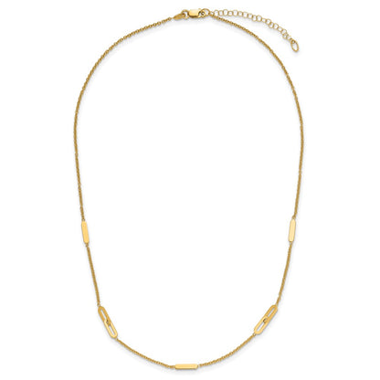 14K Yellow Gold Polished Fancy Link With 2In Ext. Necklace