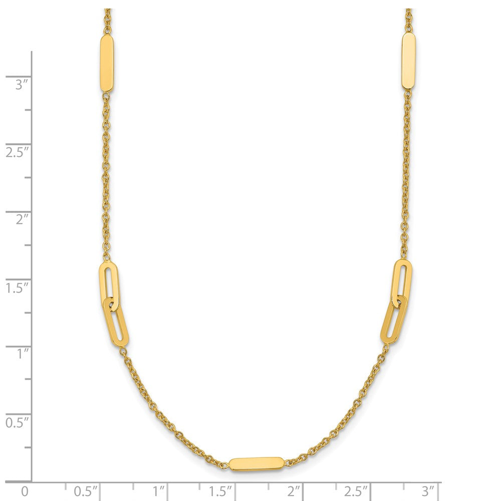 14K Yellow Gold Polished Fancy Link With 2In Ext. Necklace