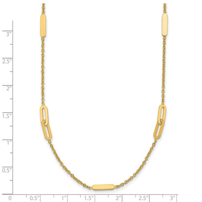 14K Yellow Gold Polished Fancy Link With 2In Ext. Necklace