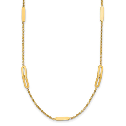 14K Yellow Gold Polished Fancy Link With 2In Ext. Necklace