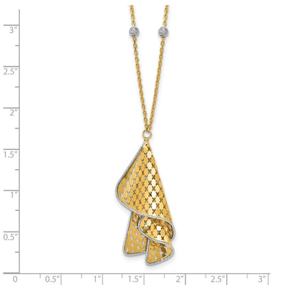 14K Two Tone Polished And Dia Cut Fancy With 2In Ext. Necklace