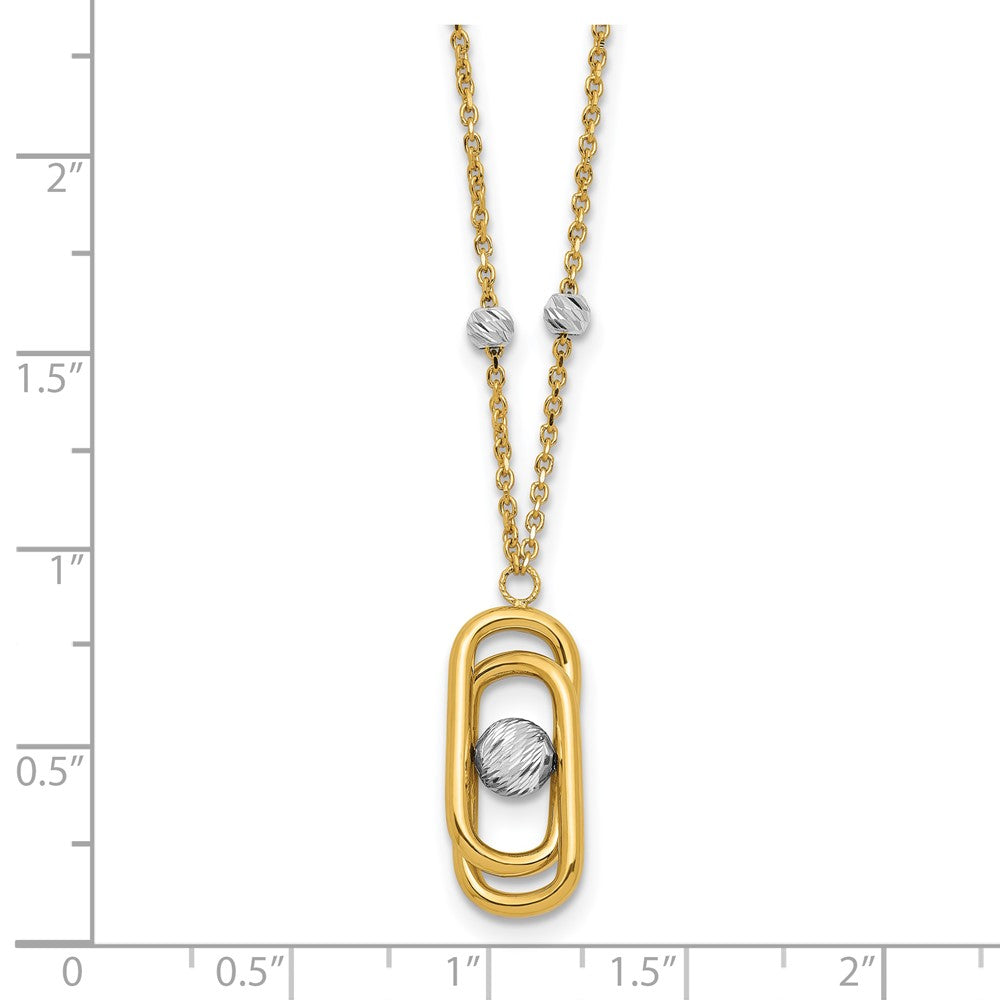 14K Two Tone Polished And Dia Cut Fancy With 2In Ext. Necklace