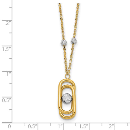 14K Two Tone Polished And Dia Cut Fancy With 2In Ext. Necklace