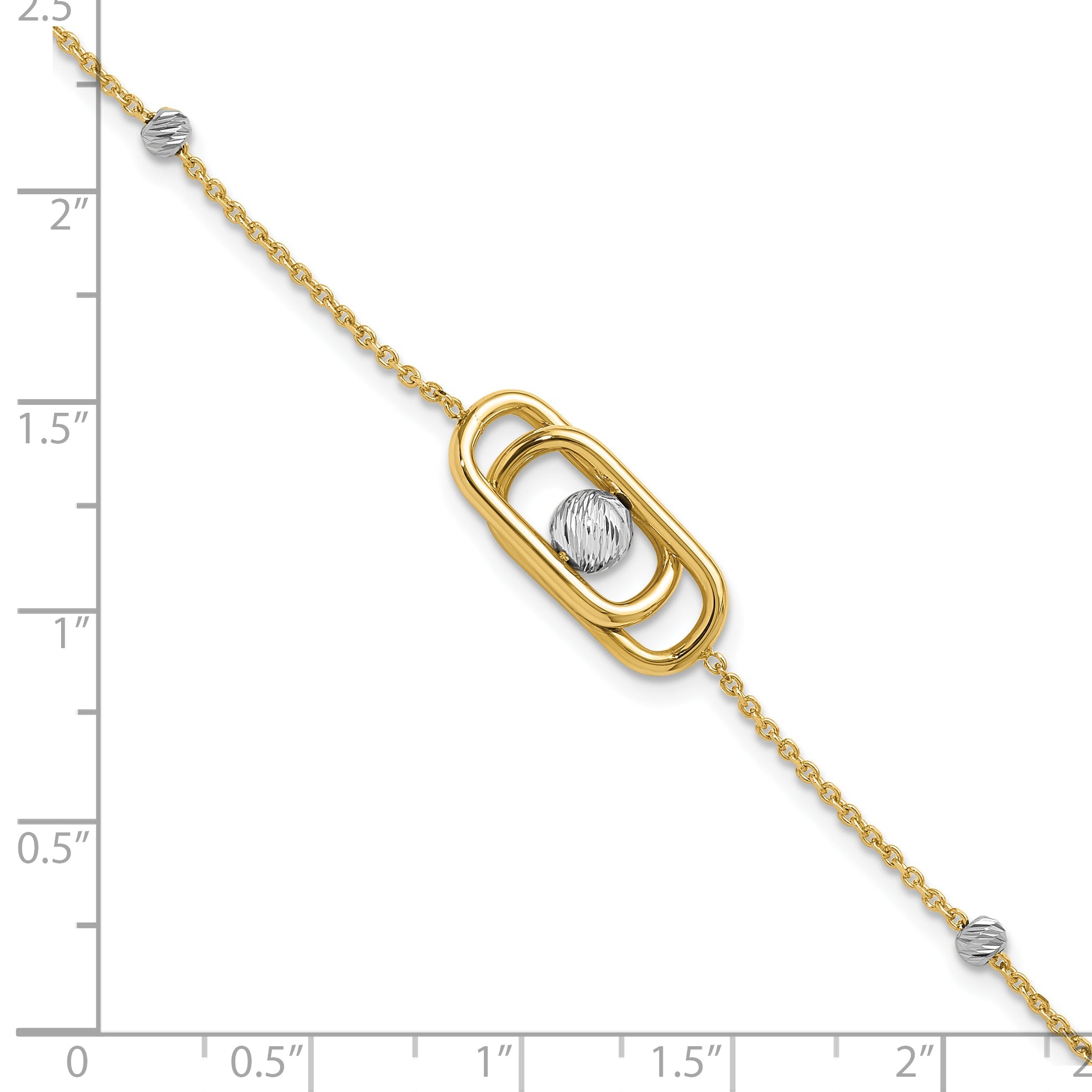 14K Two Tone Polished / Dia Cut Fancy With 1In Ext. Bracelet