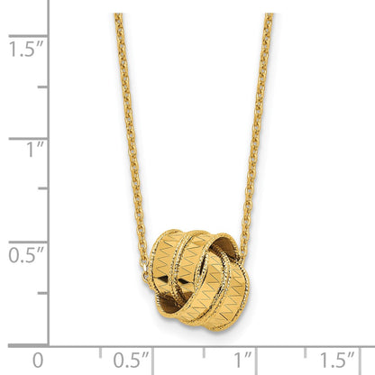 14K Yellow Gold Polished And Diamond Cut Fancy Knot With 2In Ext. Necklace