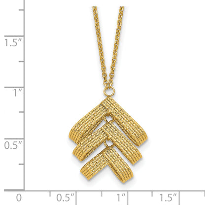 14K Yellow Gold Polished And Textured Fancy With 2In Ext. Necklace