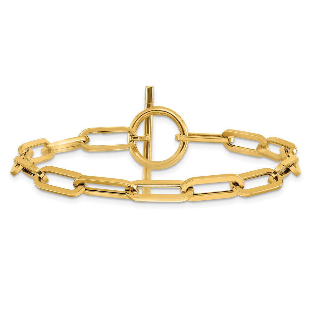 14K Yellow Gold Polished Fancy Link Toggle Clasp Bracelet
