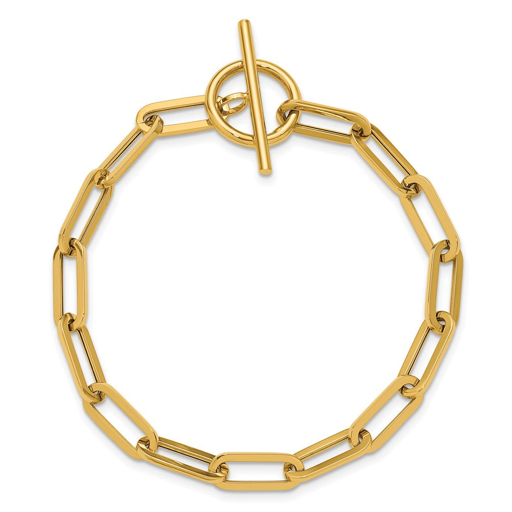 14K Yellow Gold Polished Fancy Link Toggle Clasp Bracelet