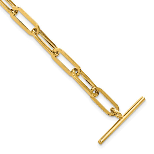 14K Yellow Gold Polished Fancy Link Toggle Clasp Bracelet